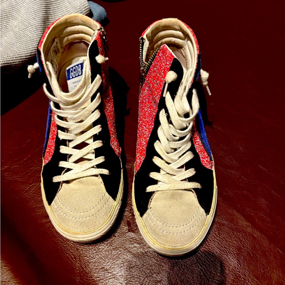Golden goose shoes!  Super cute and blingy!